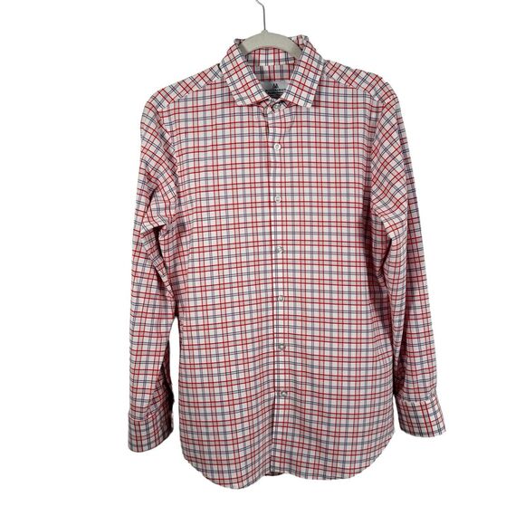 Mizzen+Main Other - Mizzen + Main Performance White Orange Plaid Button Down Shirt Mens Size Small